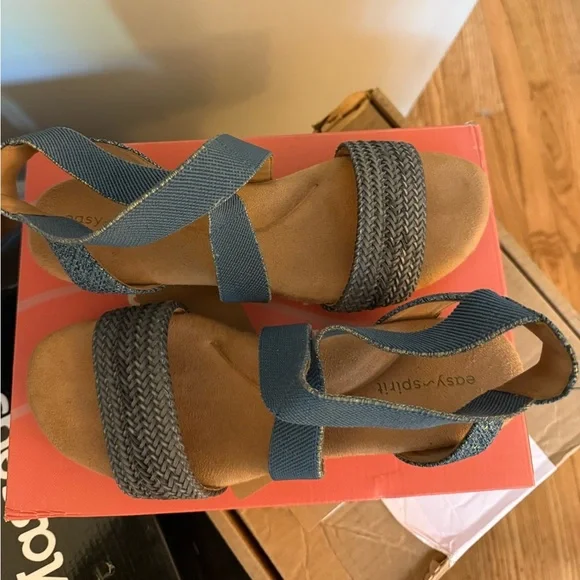 New Easy spirit blue Women's Comfort Wedge Sandals sz 7 - Picture 2 of 6